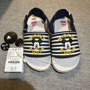 Zara Kids Mickey Mouse Striped Sandals